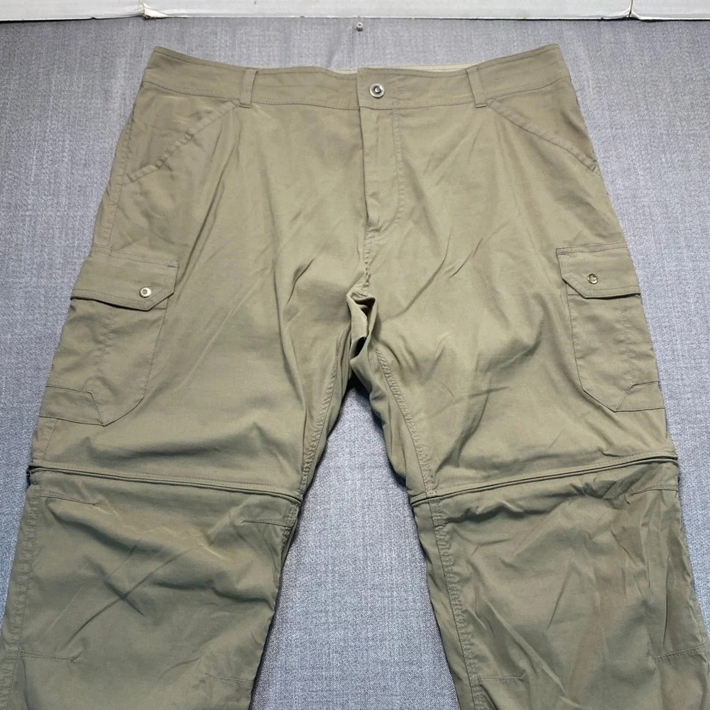 Kuhl Renegade Convertible Stealth Pants Mens 40x32 Khaki Tan ZipOff Hiking Cargo